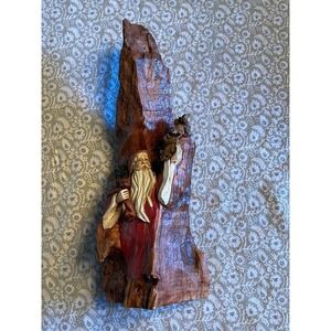 Resin Rustic Santa Woodland Squirrels‎ Figurine Faux Wood Christmas Decoration